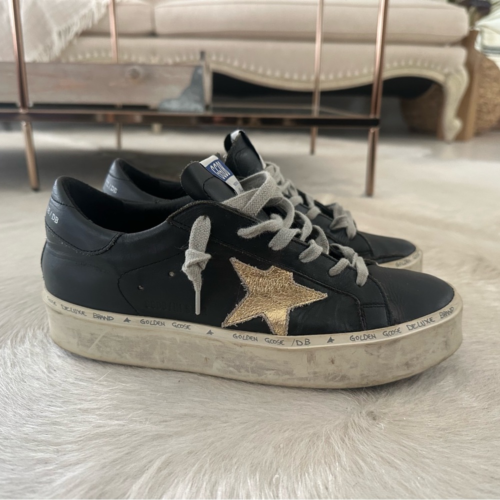 Golden Goose Hi Star Platform Black and Gold Women's Sneakers